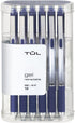 TUL Gel Pens, Retractable, Fine Point, 0.5 mm, Gray Barrel, Blue Ink, Pack of 12