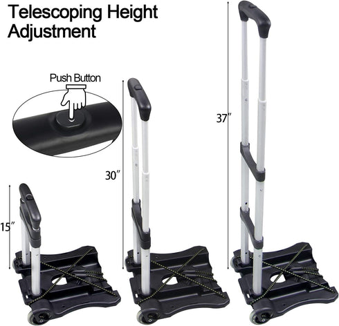 110-lbs Sutekus Folding Hand Truck and Dolly Lightweight Portable Luggage Cart for School Travel Office Moving (Black)