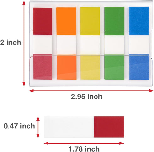 KICNIC Page Markers Sticky Index Tabs, 500 Pcs Fluorescent Pop Up Note Flags, 1.77 X 0.47 Inch Tabs for Notebooks.