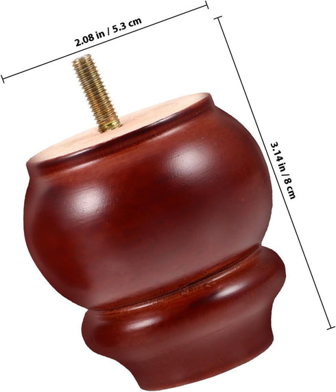 2pcs 8cm Cabilock Solid Wooden Furniture Legs Sofa Feet Cabinet Chair Feet Screw-on Replacement for Living Room Tables