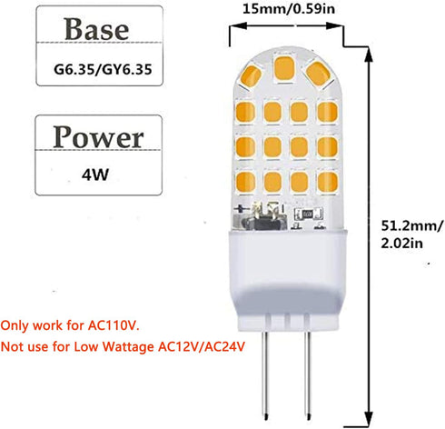Lxcom Lighting 4W G6.35 LED Light Bulbs(5 Pack)- 110V Warm White 3000K T3/T4 JC Type LED Bulb G6.35/GY6.35 40W Halogen Bulb Equivalent for Desk Lamp Accent Chandelier Light Landscape Lighting by Lxcom Lighting