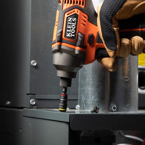 Klein Tools 32931 3-in-1 Impact Socket Set: Flip Socket with 2 SAE Hex Driver Sizes and 1/4-Inch Bit Holding Feature.