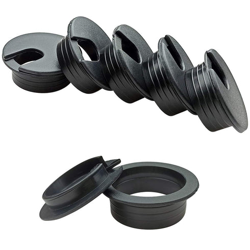 6pcs Desk Grommet, 1-3/8 inch Plastic Wire Cord Cable Grommets Hole Cover for Office PC Desk Organizer (Black)