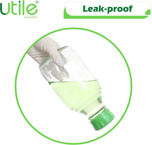 Utile 1000ml (33.8oz) Lab Media Bottle, 3.3 Borosilicate Glass Storage Bottle with Lid, PP Material