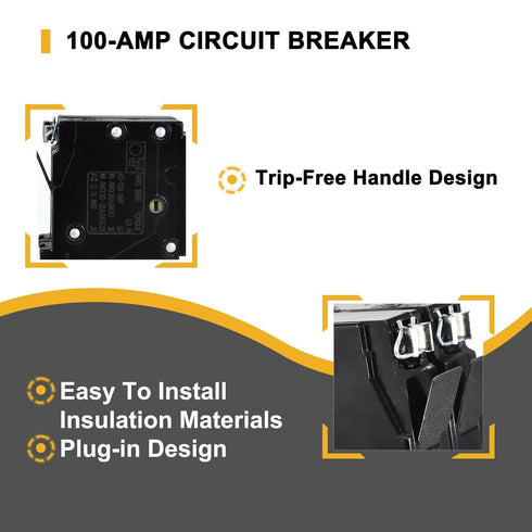 New Upgrade 2100 100-Amp 2-Pole Circuit Breaker, 3/4-Inch Plug-On, Thermal Magnetic Protection, 120/240V