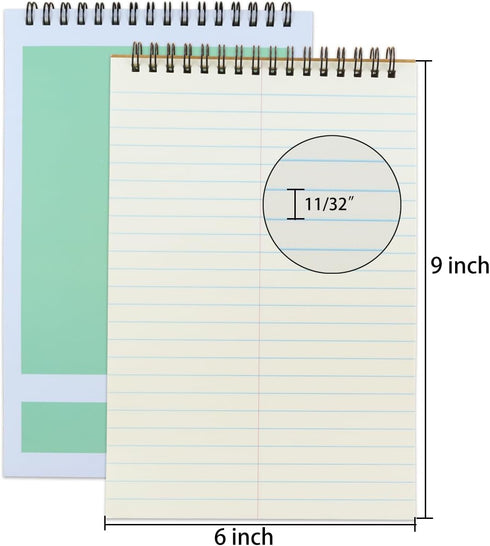 Steno Pad,6 Pack Top Spiral Notepads,6" x 9",80 Sheets, Gregg Rule Steno Notebook for Writing Notes in School, University, College, Office,Home by Aacehlh
