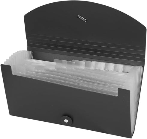 Small PP Expanding File Folder, Portable Hand-Held Accordion File Bag with Elastic Rope Closure, 13 Pockets Organizer