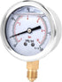 Heayzoki Oil Filled Pressure Gauge, 1/4 BSP Lower Mount, Stainless Steel Liquid Filled, -1-10 bar, Dual Scale