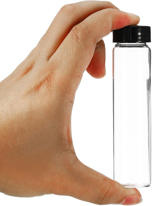 PATIKIL 50mL Glass Vials with Screw Caps, 16Pcs Liquid Sample Vial Storage for Essential Oil, Clear Black