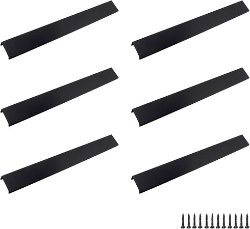 LC LICTOP 350mm/13.78" Black Mount Finger Edge Pull Concealed Handle for Home Kitchen Door Drawer Cabinet (Hole Distance: 256mm/10) 6pcs by LC LICTOP