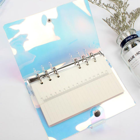 Standard 6-Ring Rainbow Clear Soft PVC Notebook Cover Protector Round Ring Binder Loose Leaf Folde for Ring-Bound Planner Page (Inner Paper Not Included) (A6)