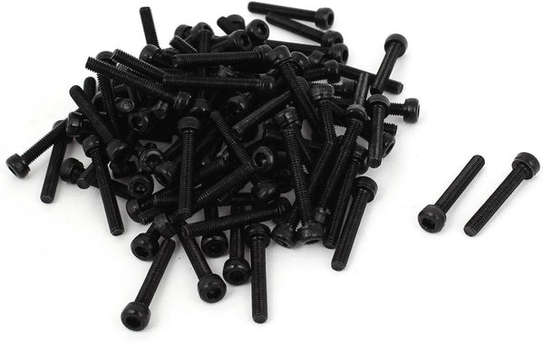 uxcell M3 x 20mm Alloy Steel Hex Bolt, Socket Head Cap Machine Screws, Black, 100 Pcs