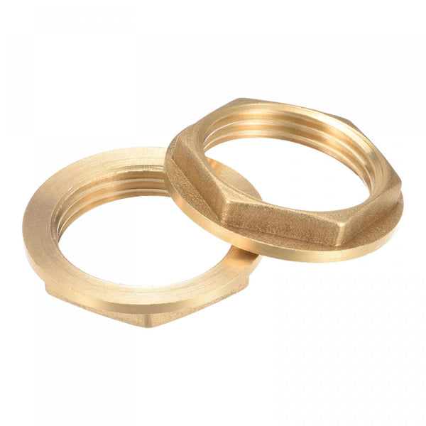 uxcell G1 Lock Nut with Flange, Hex Brass Female Locknut for Plumbing, 2pcs