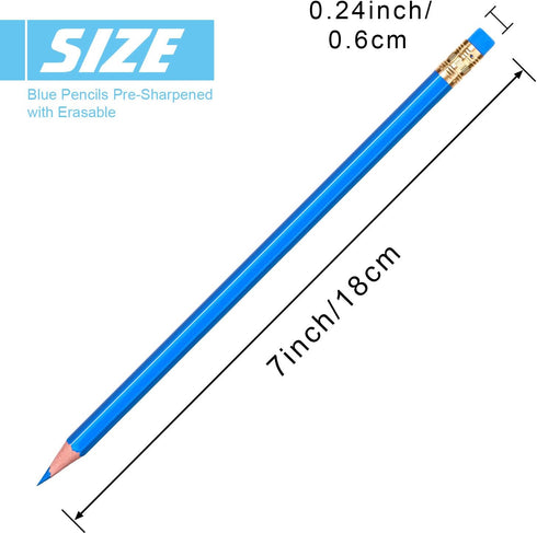 Zhanmai 36 Pieces Checking Pencils Erasable Pencils Pre Sharpened #2 HB with Erasable Tops for Checking Map Coloring Tests Grading (Blue) by Zhanmai