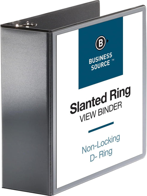 Business Source 28450 D-Ring View Binder, 4-Inch Capacity, 11 x 8.5 Inch, Black