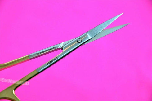 Premium German Iris Supercut Micro Dissecting Scissors, Curved 4.5" with Tungsten Carbide Inserts