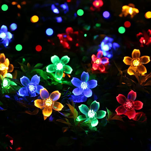Fairy Flower String Lights Outdoor Decorative Lights 33 Feet 100LED Starry Cherry Blossom Lighting, Floral Lamp for Christmas Halloween Wedding Party Indoor Outdoor Bedroom Decorations (Colorful) by FULLBELL