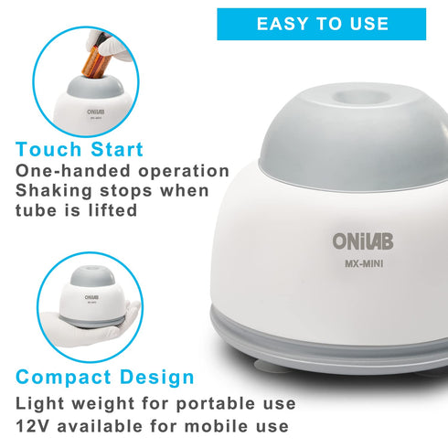 ONiLAB Mini Vortex Mixer with Touch Function for Lab Mixing, Includes 120 pcs Stainless Steel Mixing Balls