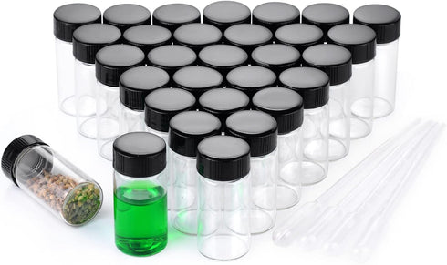 30pcs Clear Small Glass Vials 20ml with Screw Caps