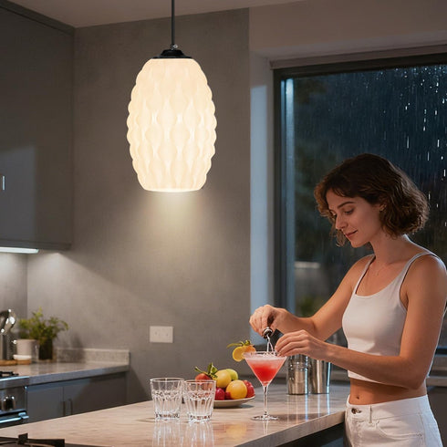 9-Inch Dimmable Chandelier001 YEHUARIS Pendant Light with Remote Control, Modern Drum Light Fixture, RGB Color Changing