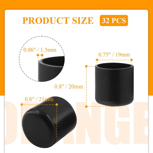 Kemcatui 32 3/4" PCS Folding Chair Leg Caps, PVC Table Cap, Round Chair Feet Covers Chair Leg Floor Protectors & end
