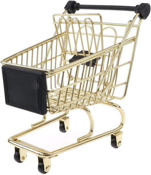 FRECI Mini Shopping Cart Trolley Mini Supermarket Handcart Shopping Utility Cart Mode Storage Basket for Desktop
