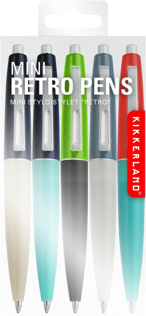 Kikkerland Mini Retro Pens, Set of 5