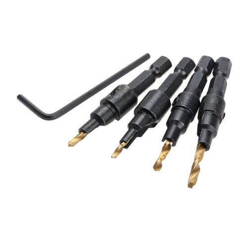 1/4 inch Hex Shank Countersink Drill Bit Power Tools Accessories for Plastic Metal Woodworking Tool by Power Drill 4Pcs/Set #6#8#10#12 (Gold)