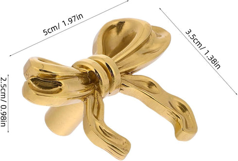 (50x35x25mm) KALLORY Brass Bowknot Cabinet Pull Handle, Decorative Metal Drawer Knobs, Gold Small Cupboard Pulls