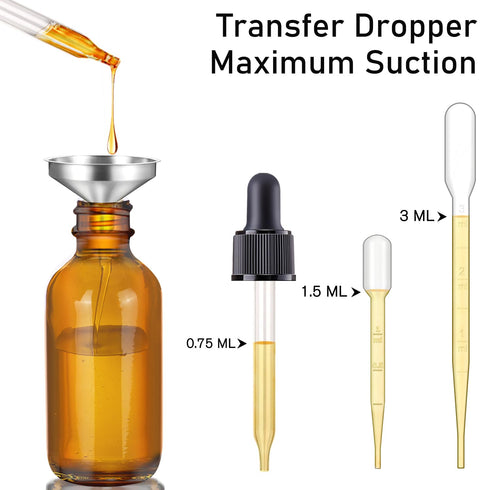 16 Pack 1oz Tincture Bottles with Dropper, Amber Glass Dropper Bottle Leakproof with Stainless Steel Funnel, Pipettes & Labels, 30 ml Eye Dropper Bottles For Essential Oils Serums Hair Body Oils by Bumobum