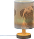 YYZZH Table Lamp Pug Dog Nightstand Lamp with Wood Base Fabric Lamp Shade Bedside Desk Lamp for Living Room Bedroom