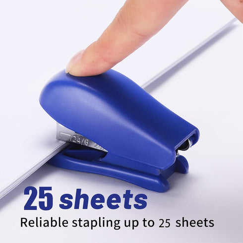 Mini Stapler with Staples, 3 Pieces Office Desktop Stapler, 25 Sheet Capacity, Cute Compact Travel Size for School