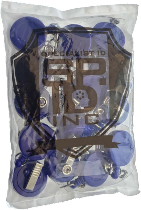 Specialist ID 15 Pack Premium Retractable ID Badge Reels with Alligator Clip - Blue Solid Color Blanks