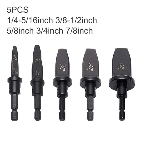 VideoPUP 5pcs Swaging Tool Drill Bit Set, Imperial Pipe Expander for Air Conditioning Copper Pipe Flaring Spin Set