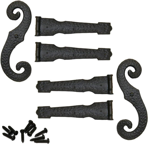 Decorative Vinyl Hinges, 4 Hinges, 2 S-Hooks for Lifetime Vinyl Shutters, 002