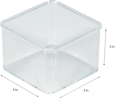 Simplify Small Square Drawer Organizer, 3" x 3" x 2", Multi-Purpose Home Organization Desk Accessories Clear