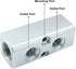 2 Way Pneumatic Manifold Air Distribution Block, G1/2 Supply Port, G1/4-Inch Output Port