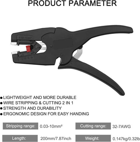 Automatic Wire Stripper/Wire Cutter, 2 in 1 Wire Stripper Tool for 32-7 AWG Wire Stripping & Cutting, for Electric,Automotive,Industrial, Length Range 0.25-1 inch - Suitable for Various Wires by Zalaxt