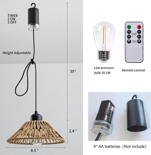 Control,4*AA Decor-2 Pack HuixuTe Battery Operated Hanging Outdoor Chandelier, Gazebo Lights Outdoor Pendant Light