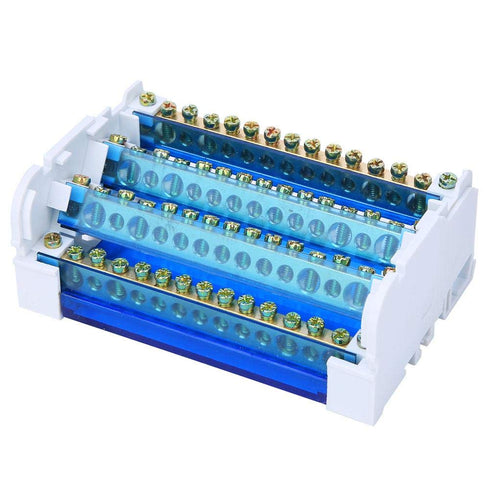 Terminal Block Distribution Box, Din Rail 4-Level Single Phase with Transparent Dust Cover, 125A 500V