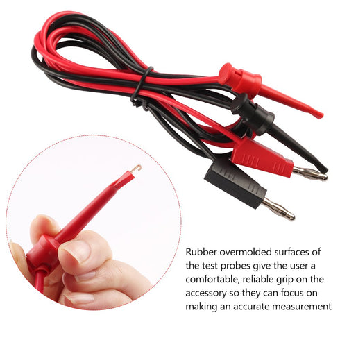 Multimeter Leads, Electrical Test Lead Kit: Banana to Alligator Clips, Plugs, and Mini Hooks Set (3 Pair)