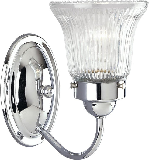 1-Light P3287-15, Progress Lighting Clear Prismatic Glass Traditional Bath Vanity Light, Fluted Glass Collection