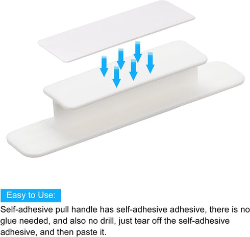 uxcell 6Pcs Self-Stick Handles, White Plastic Self-Adhesive Drawer Pulls for Bathroom, Closet, Wardrobe, Dresser