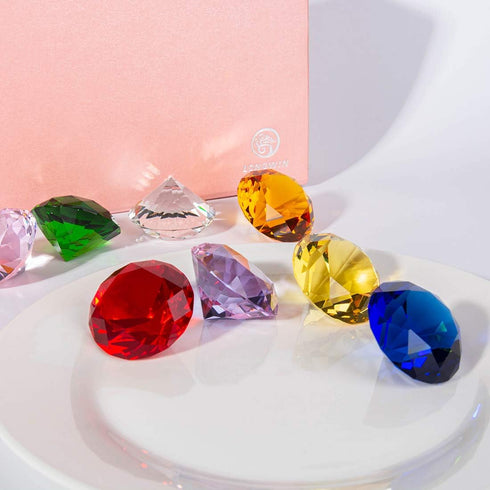 LONGWIN 50mm (2") Crystal Diamond Pirate Gems and Jewels Paperweight Table Decor