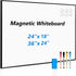 Magnetic Whiteboard - 24"x18" Black Aluminum Frame Dry Erase Board with 6 Magnets, 4 Markers & 1 Eraser