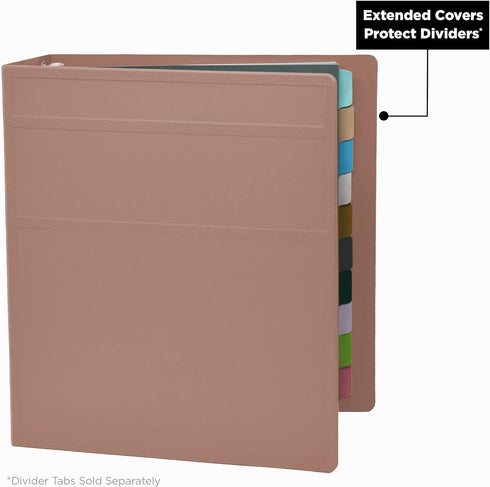 Carstens 2-Inch Heavy Duty 3-Ring Binder, Side Opening, Dusty Rose, Durable Plastic, Holds 300 US Letter Sheets, Made