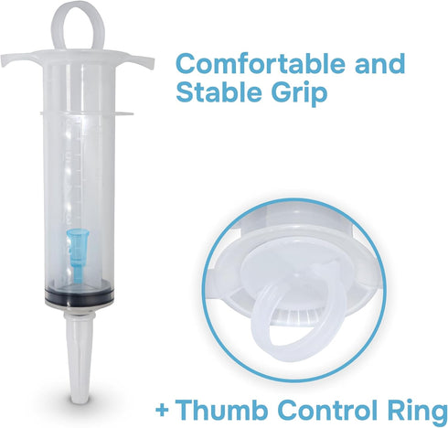 60ml Set 30 Pack, ONE-CARE ENFit Transparent Syringes White with Slip Tip & Adapter Thumb Ring, Clear Body, Resealable