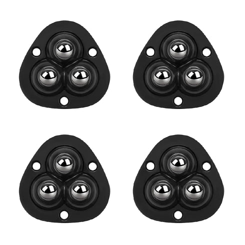 Self Adhesive Mini Caster Wheels, 360°Rotation Swivel Stainless Steel Rollers for Furniture (4 Pack, Black)