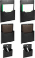 QWORK Multi-Sized Magnetic File Holder Set - 6 Pack Black Polypropylene Organizers with Magnetic Back for Home and