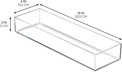 Set 6 iDesign Plastic Makeup Drawer Organizer Tray - Vanity Organizer or Desk Drawer Organizer - of - Clear